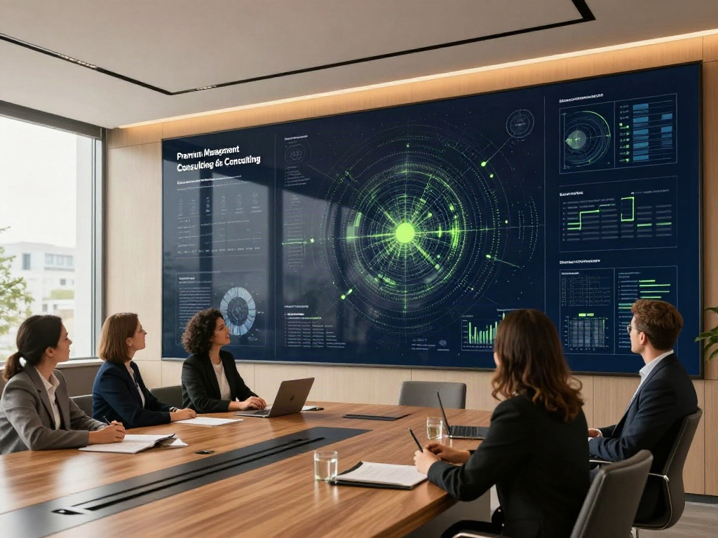 Leadership team reviewing business data in a modern boardroom
